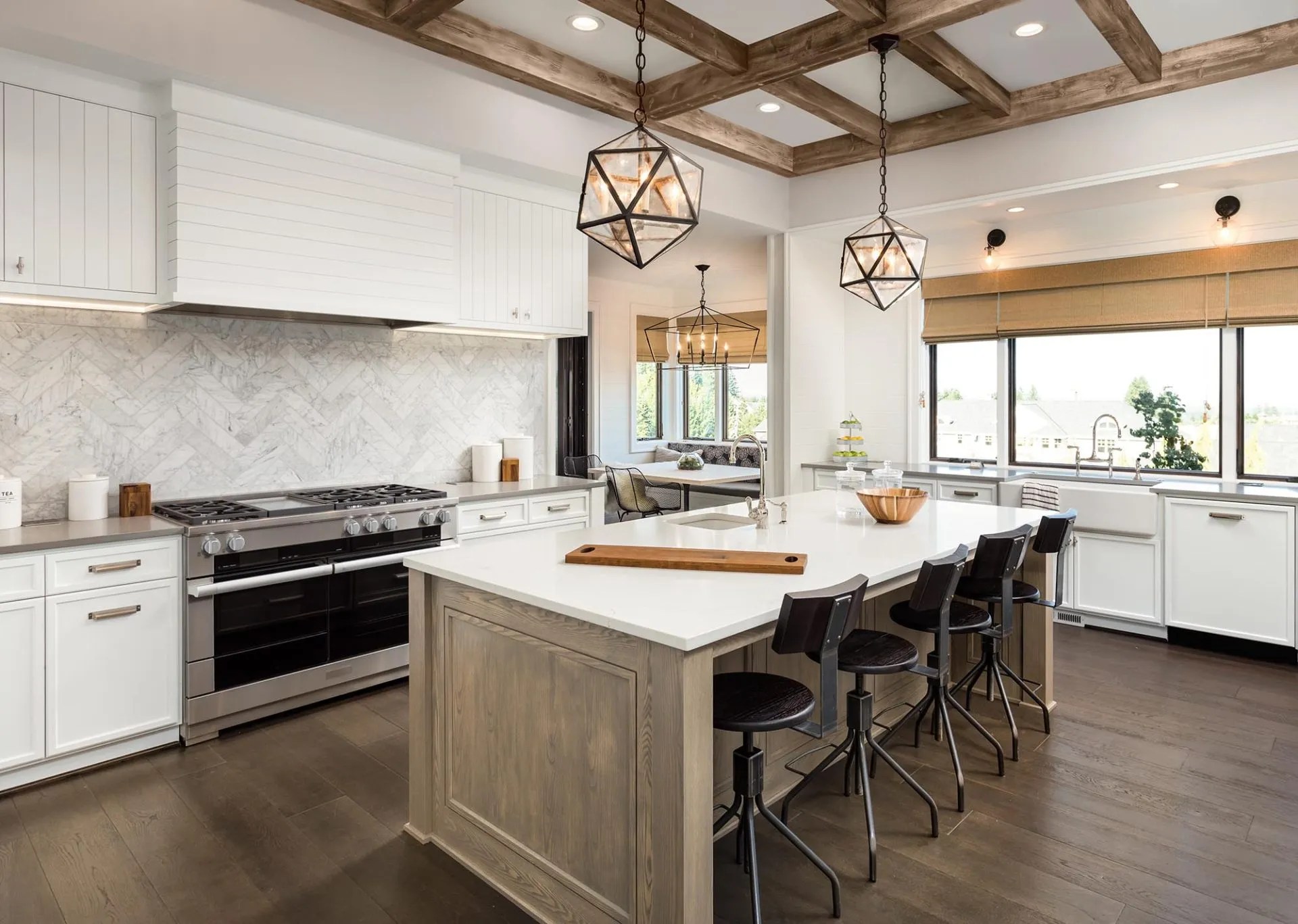 Luxe custom kitchen remodel with island and gold accents in Austin, Texas
